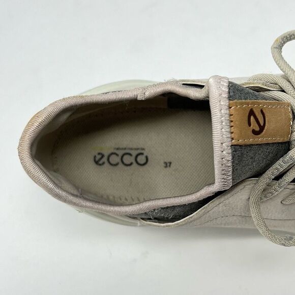 ECCO Biom Street Lace Gravel Wild Dove Gray and Cream Leather Sneaker Size 6.5 - Picture 6 of 11